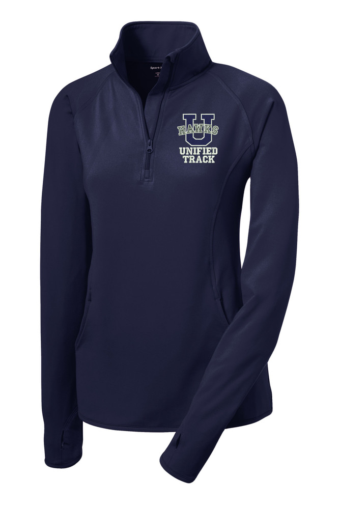 UHS Urbana Hawks UNIFIED SPORTS TRACK Half Zip Performance Stretch Sport Wick Polyester Spandex Pullover Many Colors Available LADIES SIZES S-4XL NAVY