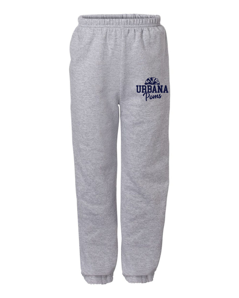 Urbana Hawks POMS Sweatpants Cotton ELASTIC CUFF YOUTH SIZES S-XL ATHLETIC HEATHER NAVY PRINT