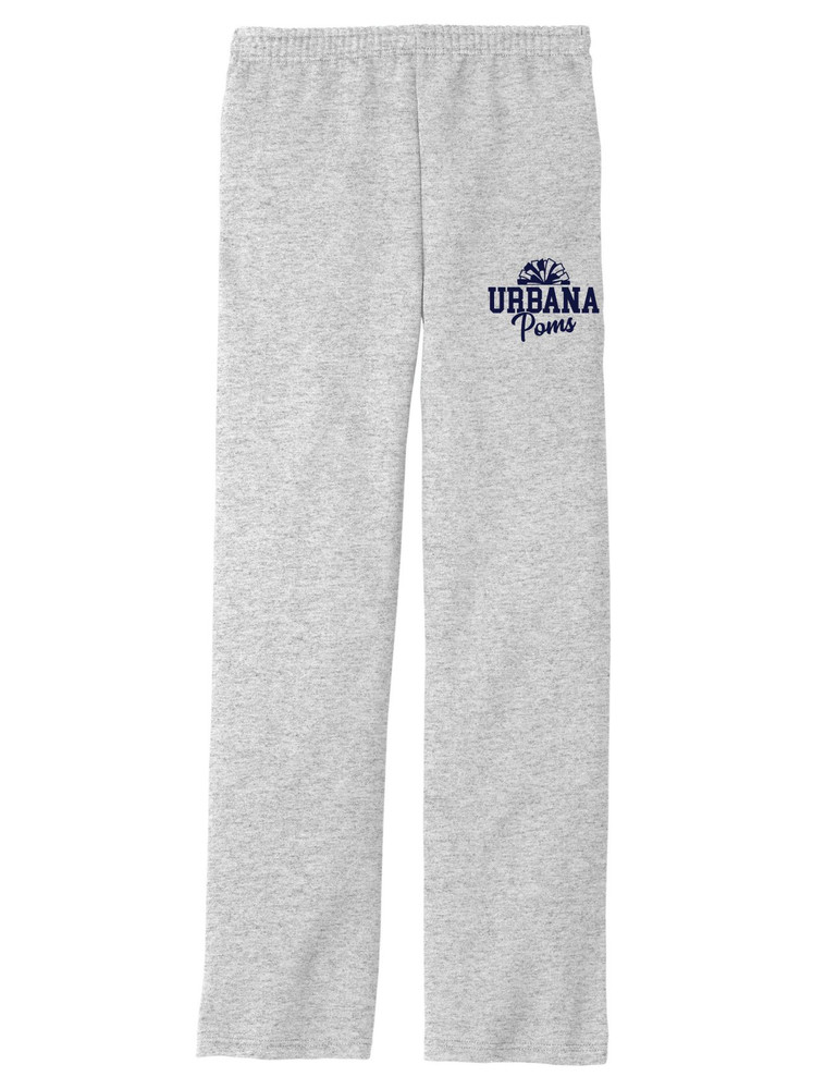 Urbana Hawks POMS Sweatpants Cotton OPEN BOTTOM with Pockets SIZE S-2XL Ash
