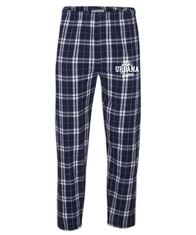 Urbana Hawks POMS Flannel Lounge Pants with Pockets Boxercraft Unisex NAVY/SILVER YOUTH Sz S-XL