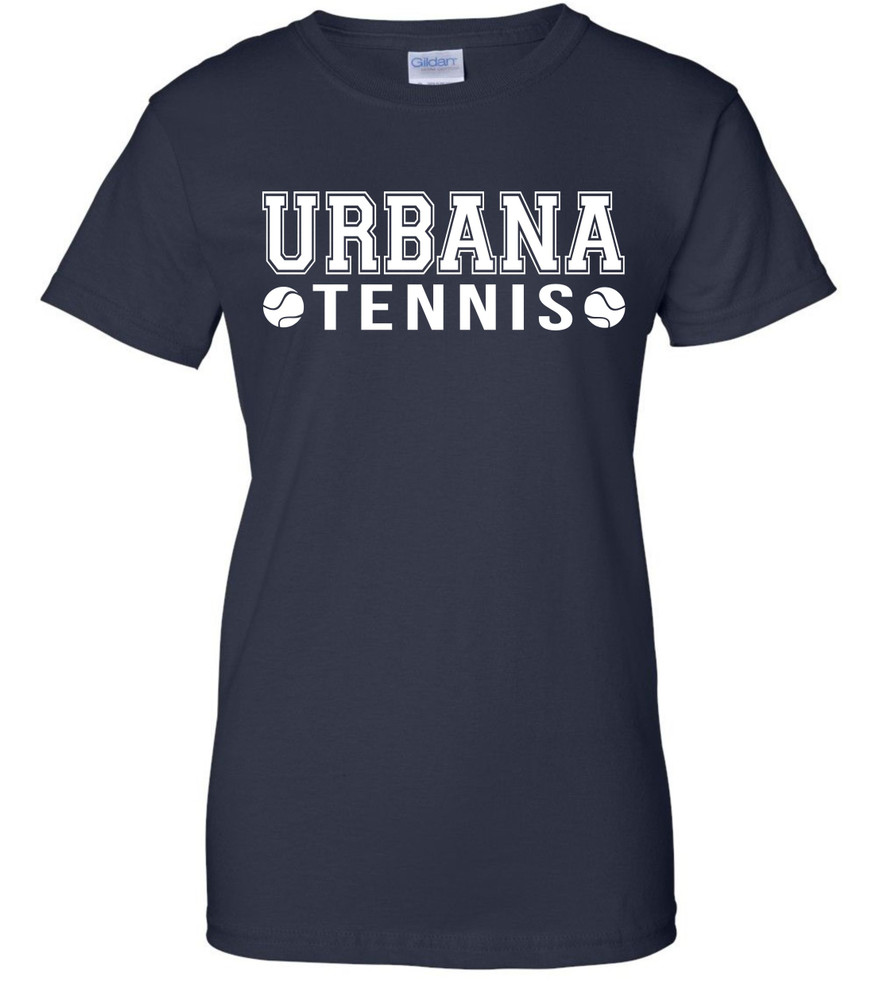 UHS URBANA TENNIS T-shirt Cotton SZ S-2XL LADIES NAVY