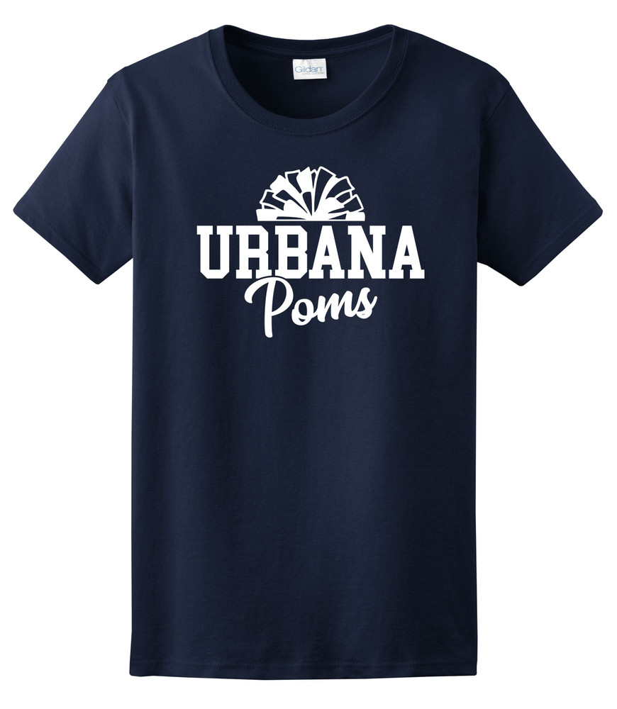 Urbana Hawks POMS T-shirt Cotton Many Colors Available LADIES Sz S-2XL NAVY