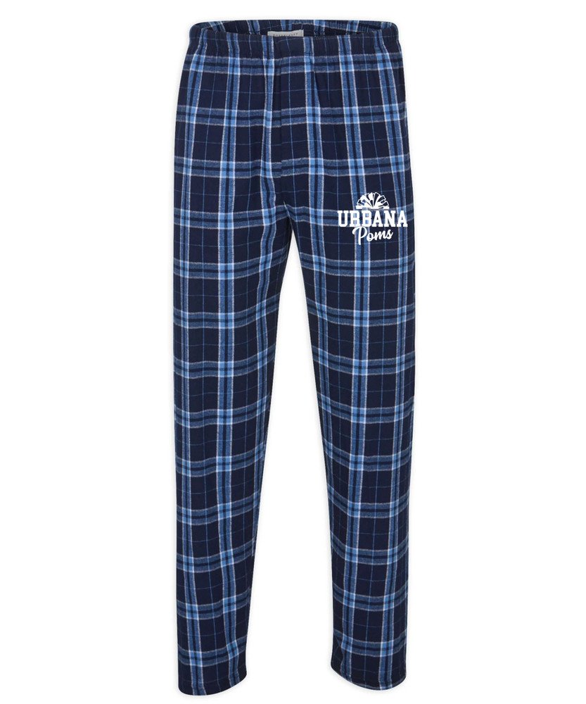 Urbana Hawks POMS Flannel Lounge Pants with Pockets Boxercraft Unisex NAVY CAROLINA PLAID YOUTH Sz S-XL