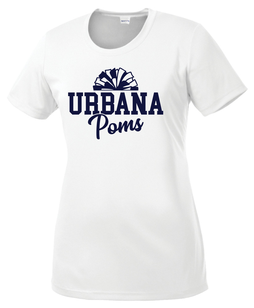 Urbana Hawks POMS T-shirt PERFORMANCE Many Colors Available Unisex LADIES Sz S-2XL WHITE