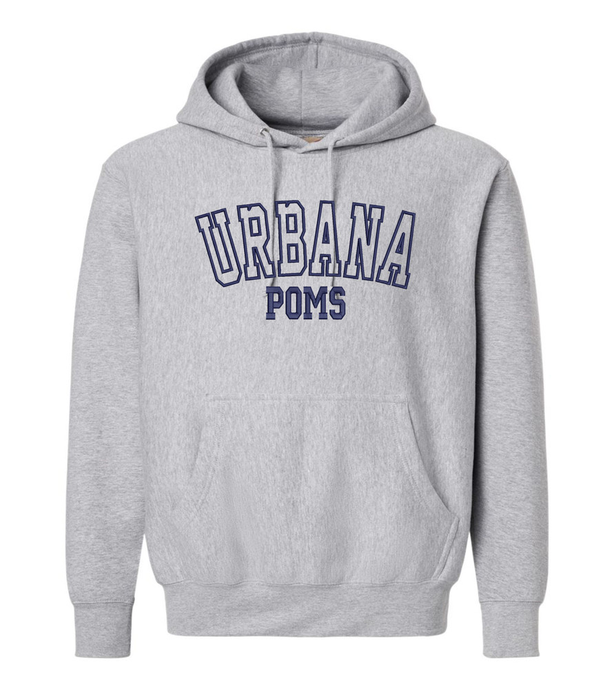 Urbana Hawks POMS Cotton HEAVYWEIGHT Pro-Weave EMBROIDERED Hoodie Sweatshirt MV SPORTS Sz S -3XL  GREY