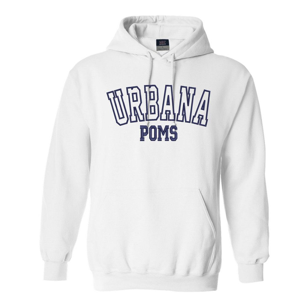 Urbana Hawks POMS Cotton HEAVYWEIGHT Pro-Weave EMBROIDERED Hoodie Sweatshirt MV SPORTS Sz S -3XL  WHITE