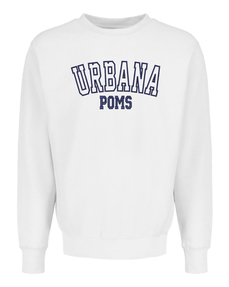 Urbana Hawks POMS Cotton HEAVYWEIGHT Pro-Weave EMBROIDERED Crewneck Sweatshirt MV SPORTS Sz S -3XL  WHITE