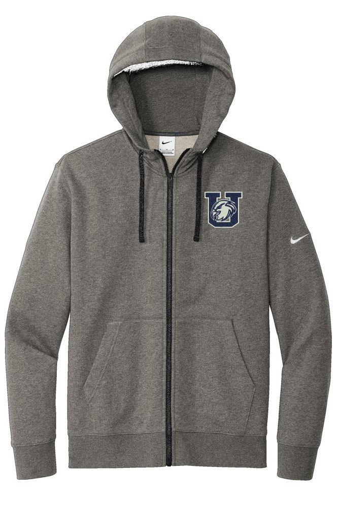 UHS URBANA HAWKS BOOSTERS NIKE Full Zip Club Fleece Swoosh HOODIE LADIES SZ S-2  CHARCOAL HEATHER