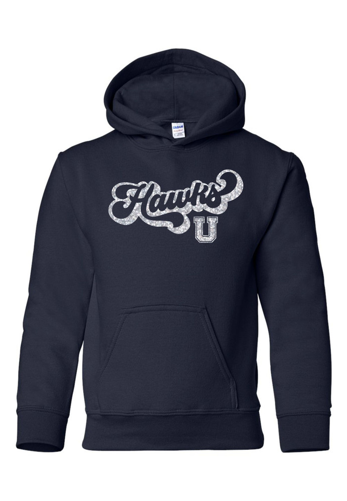 UHS URBANA HAWKS BOOSTERS RETRO GLITTER Cotton Hoodie Sweatshirt Many Colors Available SZ S-XL YOUTH  NAVY