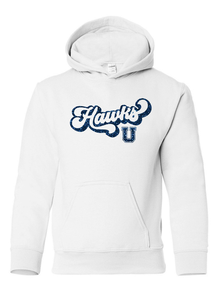 UHS URBANA HAWKS BOOSTERS RETRO GLITTER Cotton Hoodie Sweatshirt Many Colors Available SZ S-XL YOUTH   WHITE