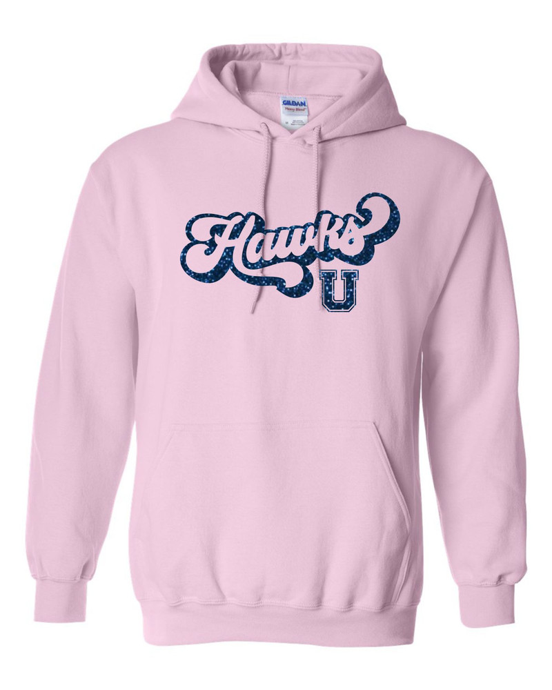 UHS Urbana Hawks BOOSTERS RETRO GLITTER Cotton Hoodie Sweatshirt LIGHT PINK SZ S-3XL