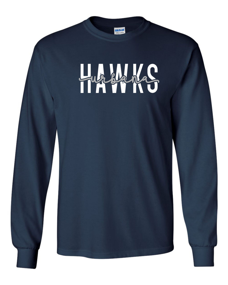 UHS Urbana Hawks BOOSTERS FONT DUO T-shirt Cotton LONG SLEEVE YOUTH SZ S-XL
