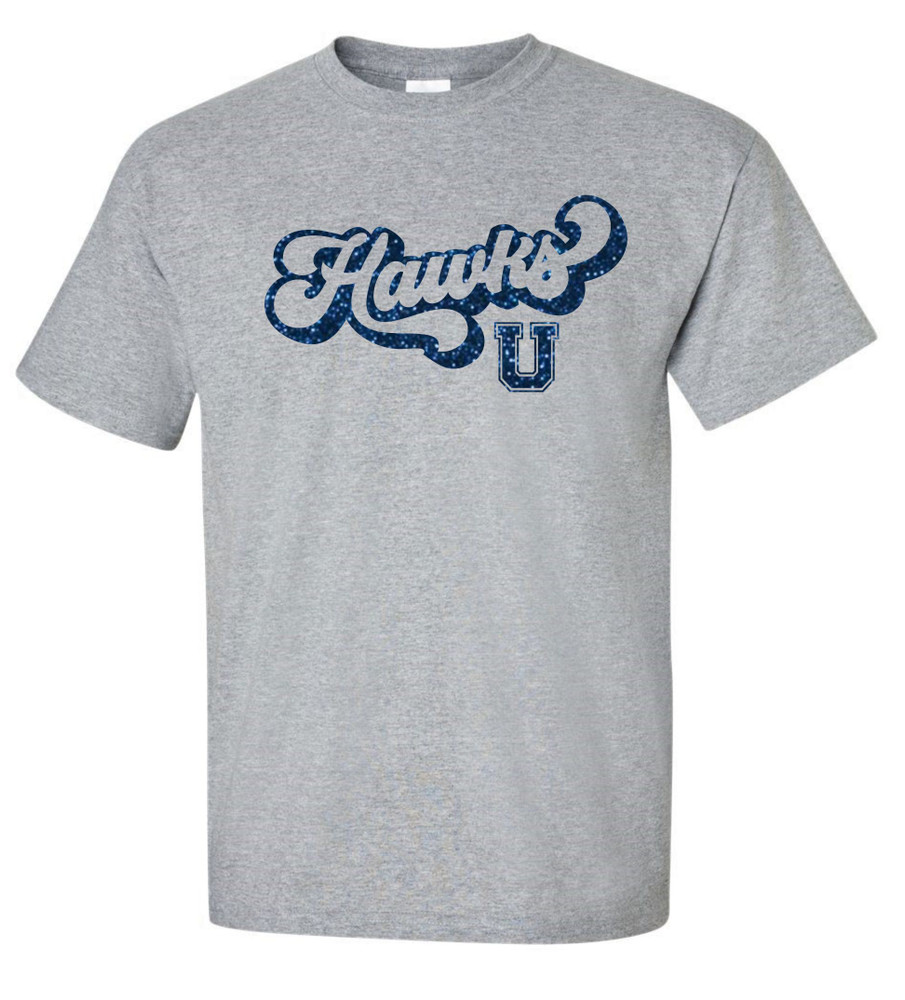 UHS Urbana Hawks BOOSTERS RETRO GLITTER T-shirt Cotton SZ S-3XL SPORT GREY