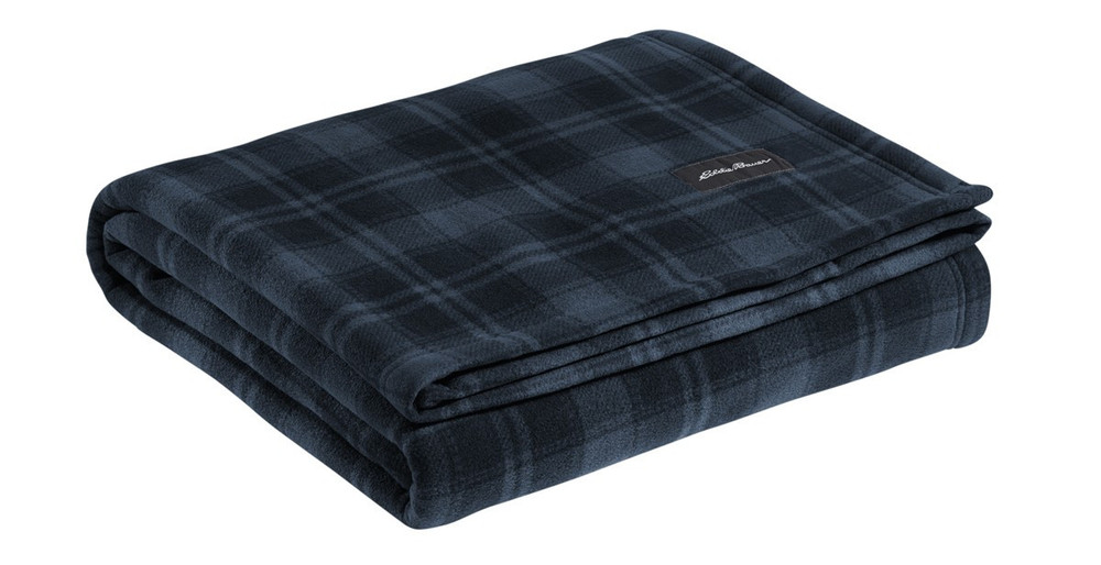 UHS Urbana Hawks BOOSTERS EDDIE BAUER Fleece Woodland Blanket  50x60 River Blue NAVY / Bone