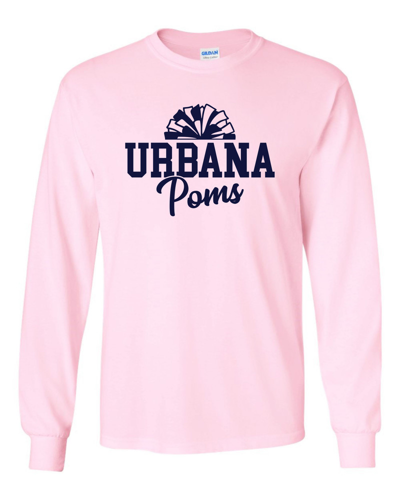 Urbana Hawks POMS T-shirt Cotton LONG SLEEVE LIGHT PINK YOUTH Sz S-XL