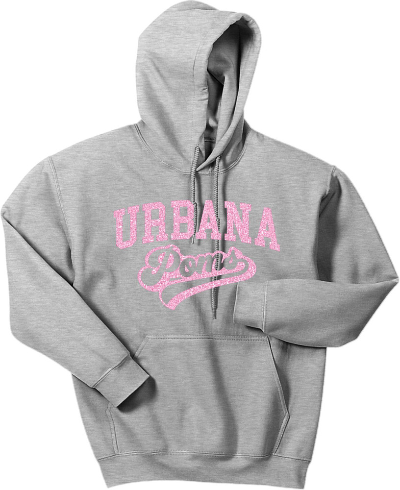Urbana Hawks POMS PINK GLITTER Cotton Hoodie Sweatshirt Many Colors Available SZ S-3XL SPORT GREY