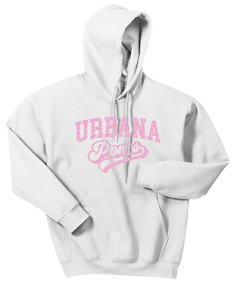 Urbana Hawks POMS GLITTER Cotton Hoodie Sweatshirt Many Colors Available SZ S-3XL WHITE