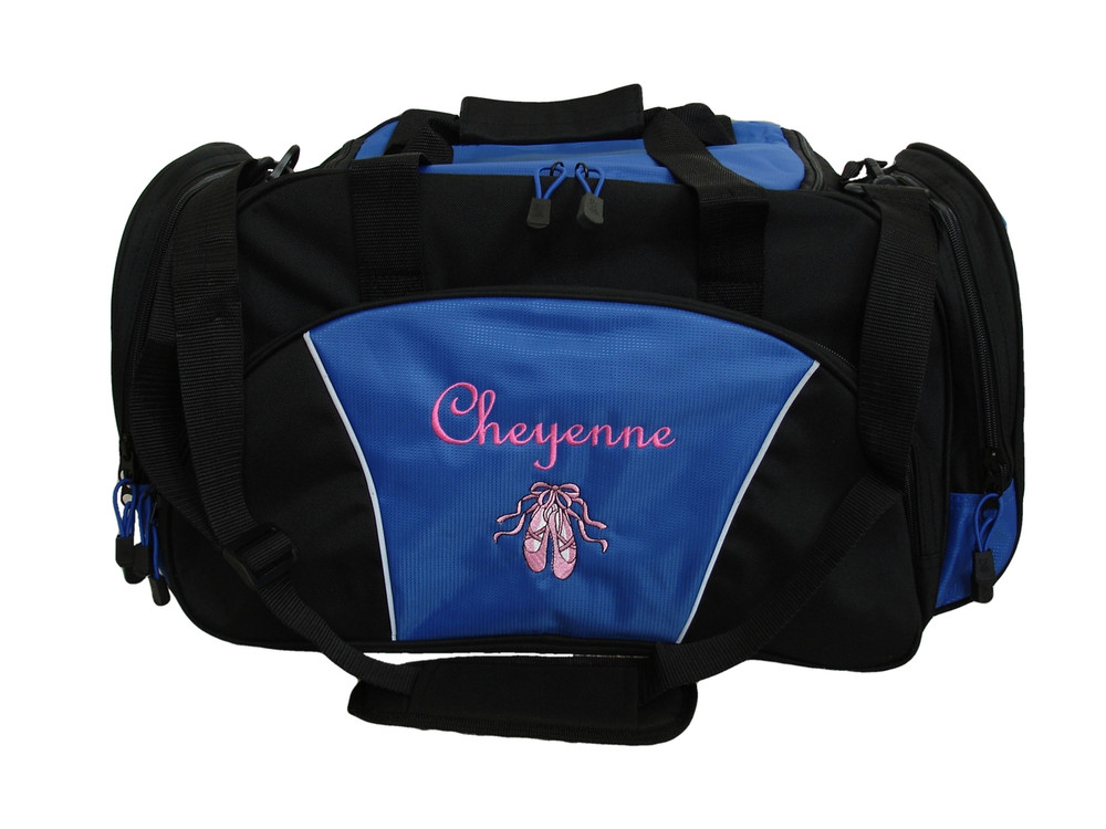 Ballet Shoes Ballerina Dance Personalized Embroidered ROYAL BLUE DUFFEL Font Style FRENCH SCRIPT