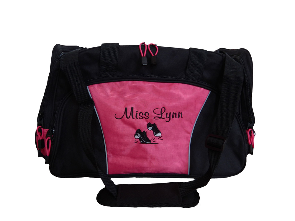Tap Shoes Irish Dance Jazz Personalized Embroidered TROPICAL HOT PINK DUFFEL Font Style CASUAL SCRIPT