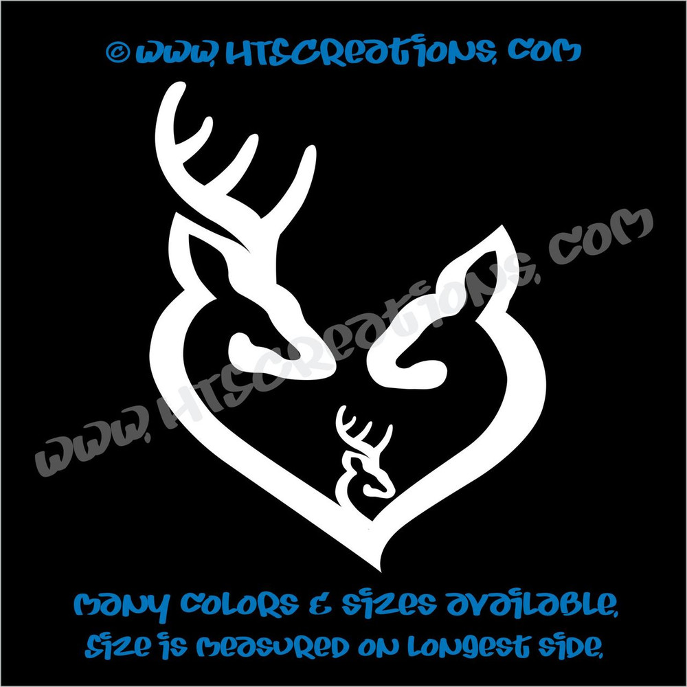 Deer Doe Family Hunting Buck Elk Mom Dad Baby Kids Love Vinyl Car Truck Boat Decal Sticker WHITE