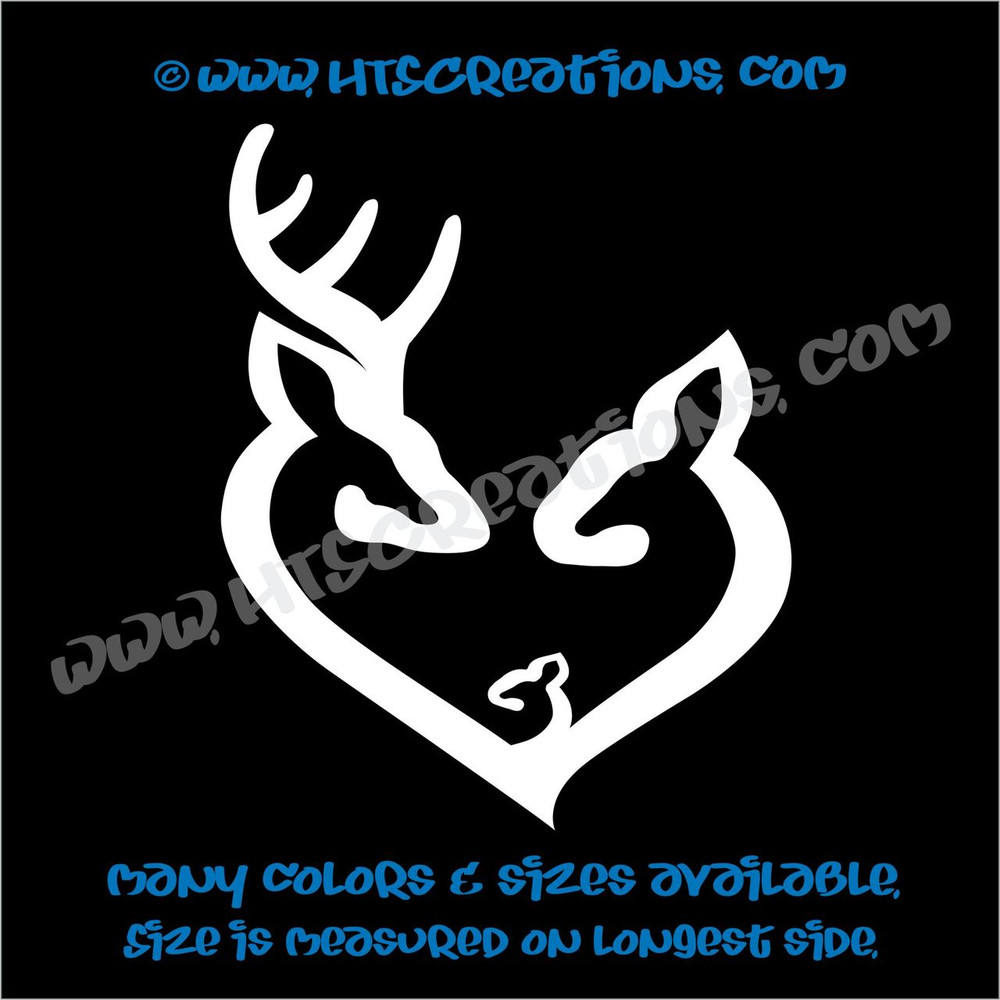 Deer Doe Family Hunting Buck Elk Mom Dad Baby Kids Love Car Truck Boat Vinyl Truck Decal Sticker WHITE