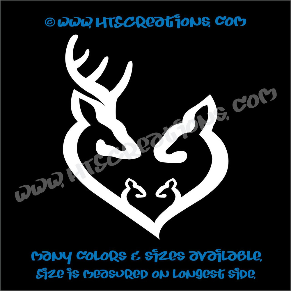 Deer Doe Family Hunting Buck Elk Mom Dad Baby Kids Love Vinyl Car Truck Boat Decal Sticker WHITE