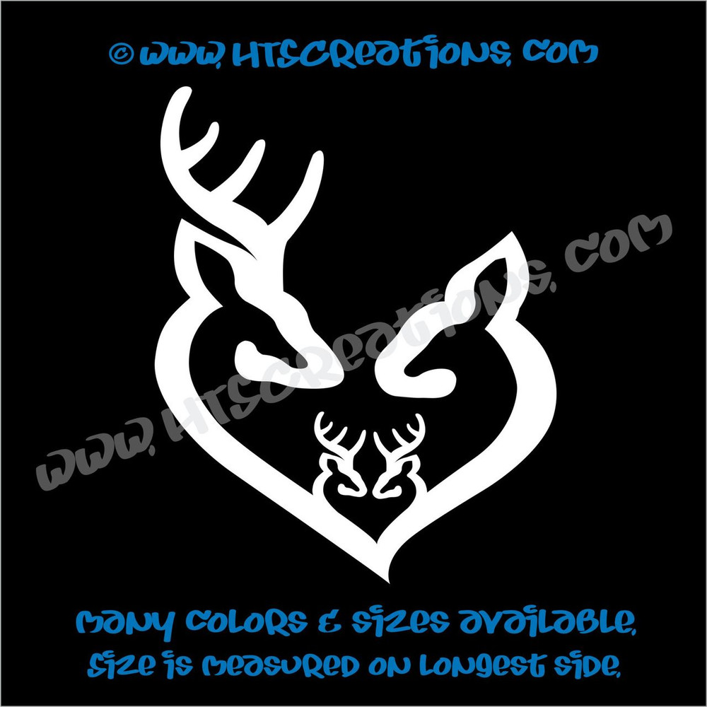 Deer Doe Family Hunting Buck Elk Mom Dad 2 Kids Love Vinyl Car Truck Boat Decal Sticker WHITE