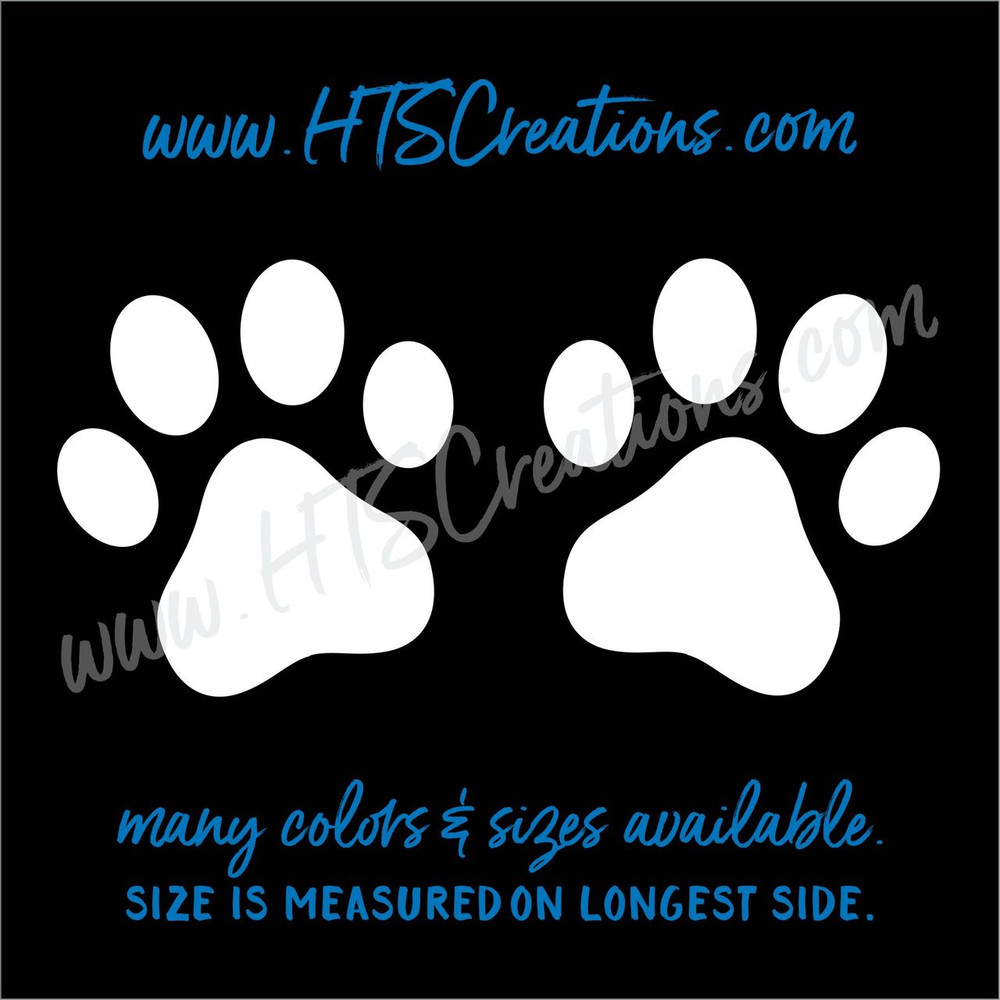 Paw Prints Duo Rescue Dog Lover Adopt Pet Vinyl Decal Tumbler Thermos Truck Laptop Wall Vinyl Decal WHITE