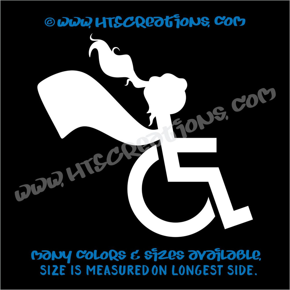 Wheelchair Handicap Super Hero Girl Special Needs Vinyl Decal Truck Laptop Tablet Vinyl Decal WHITE
