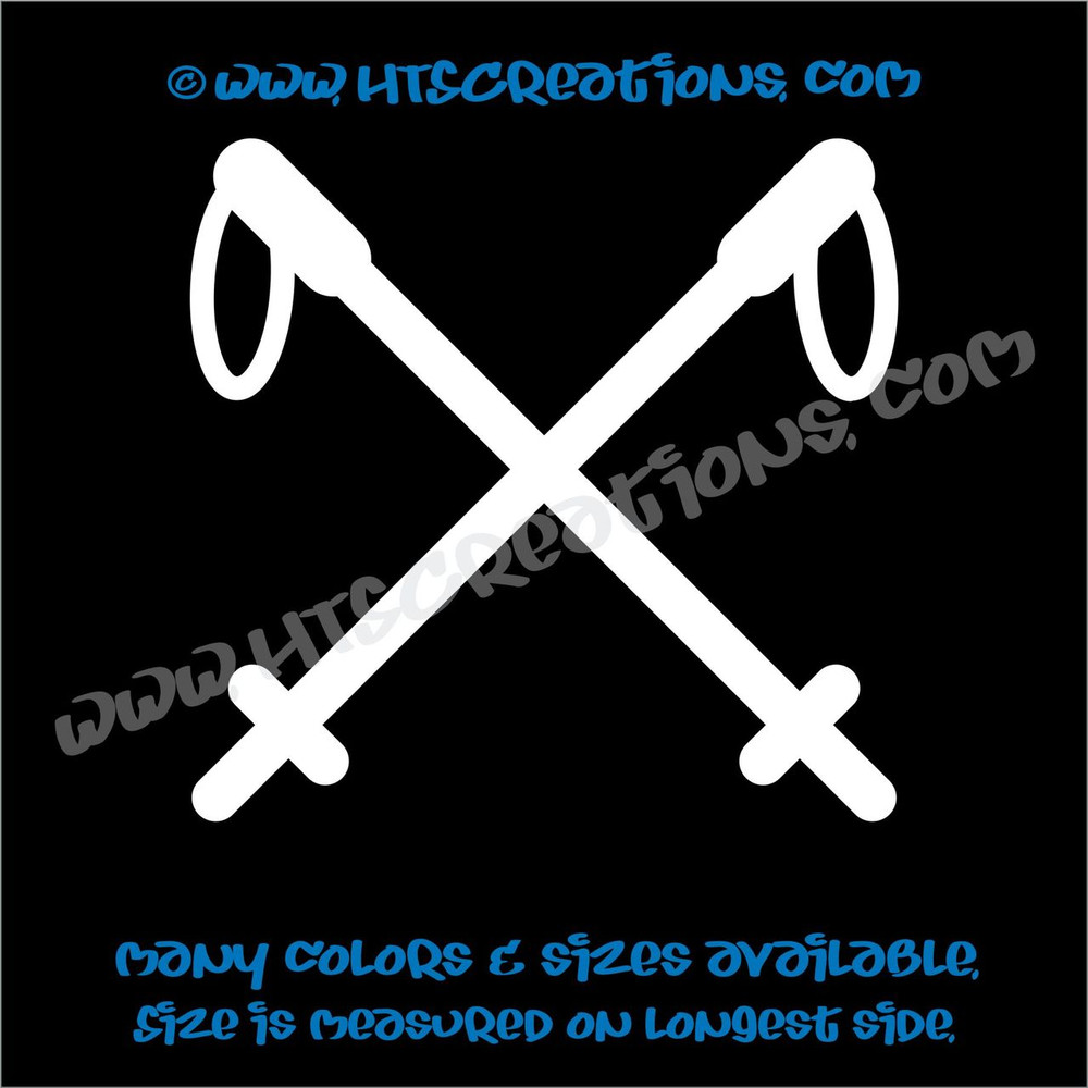 Hiking Poles Mountain Camping Climbing Adventure Vinyl Decal Laptop Car WHITE