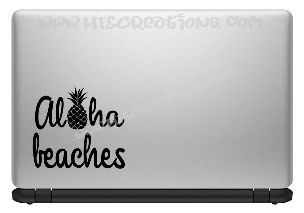 Aloha Beaches Pineapple Hawaii Hawaiian Vinyl Decal Laptop Car Door Mirror Truck