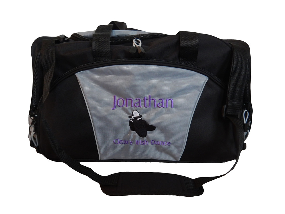 Irish Male Tap Clogging Shoes Irish Dance Jazz Personalized Embroidered GREY Duffel Font Style LONDON