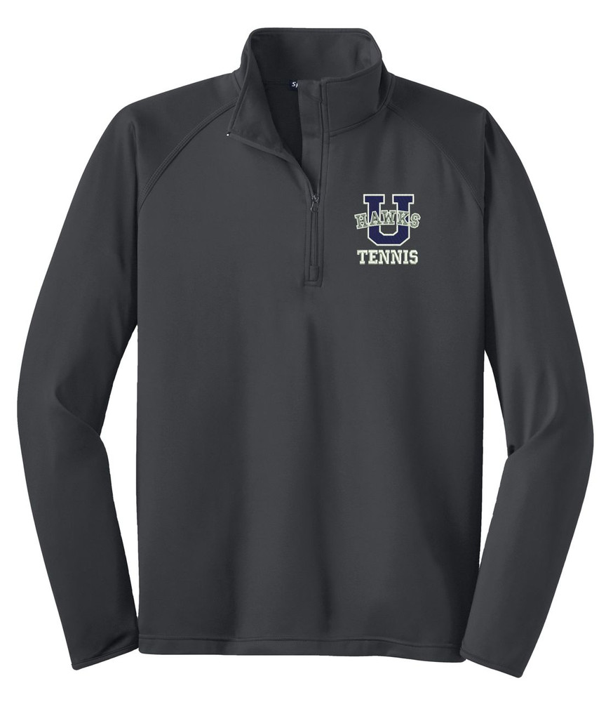 Urbana Hawks Half Zip Performance Stretch UHS TENNIS U VARSITY Sport Wick Polyester Spandex Pullover Many Colors Available CHARCOAL GREY