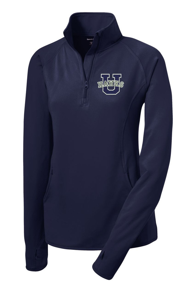 Urbana Hawks Half Zip Performance Stretch LADIES U Varsity Sport Wick Polyester Spandex Pullover Many Colors Available Sz S-3XL NAVY