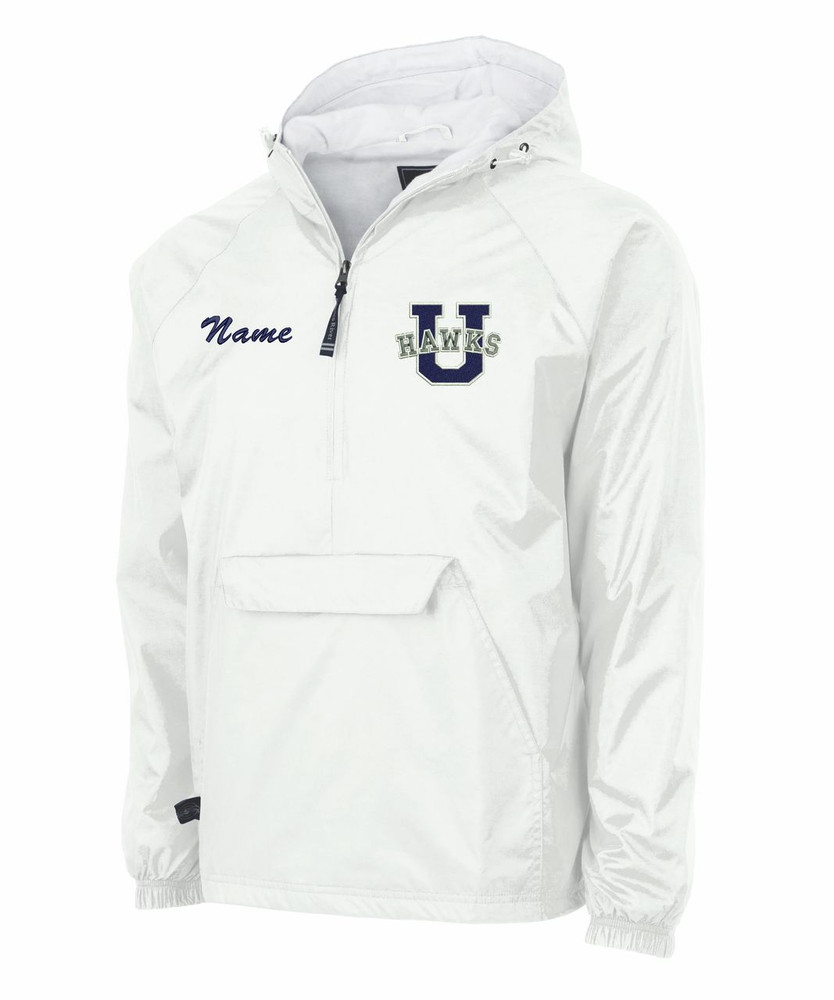 UHS Urbana Hawks Half Zip Pullover Nylon Jacket Charles River Personalization Available WHITE  with NAME PERSONALIZATION
