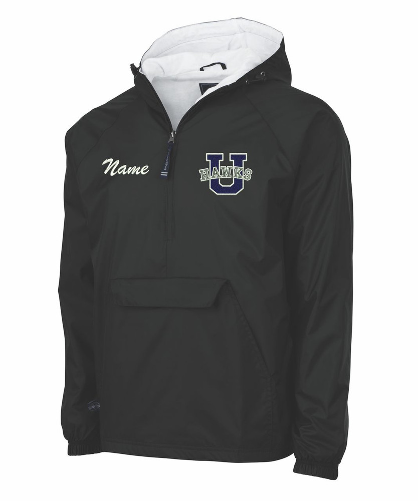 Urbana Hawks Half Zip Pullover Nylon Jacket Charles River Personalization Available YOUTH SZ S-XL BLACK with NAME PERSONALIZATION
