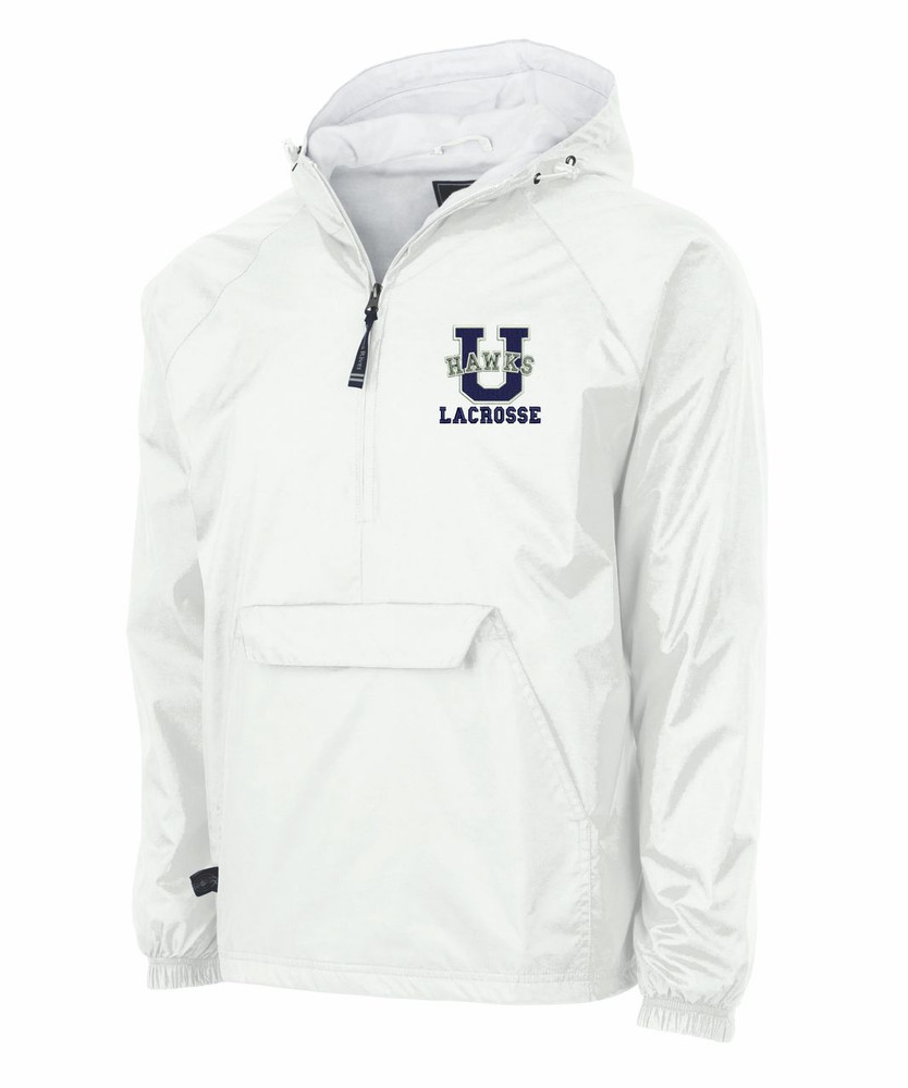 Urbana Hawks Half Zip LACROSSE Pullover Nylon Jacket Charles River Personalization Available SZ S-3XL WHITE