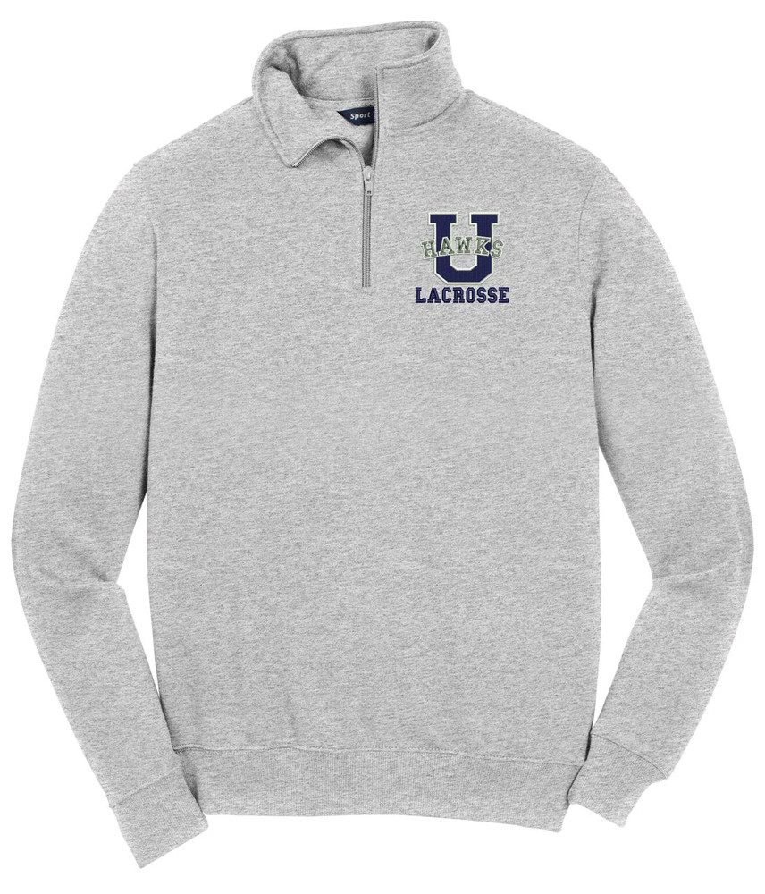 Urbana Hawks Qtr Zip Cotton Pullover LACROSSE Personalization Available Many Colors Available SZ S-4XL ATHLETIC HEATHER