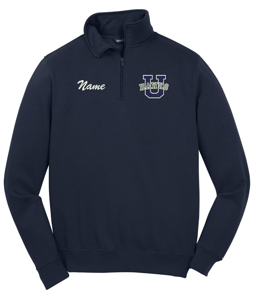 Urbana Hawks Qtr Zip Cotton Pullover Personalization Available Many Colors Available SZ S-4XL NAVY NAME PERSONALIZED