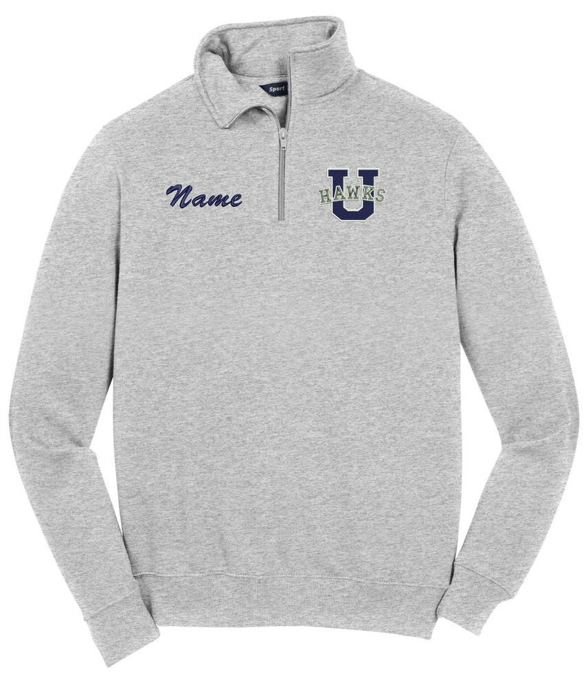 Urbana Hawks Qtr Zip Cotton Pullover Personalization Available Many Colors Available SZ S-4XL ATHLETIC HEATHER NAME PERSONALIZED