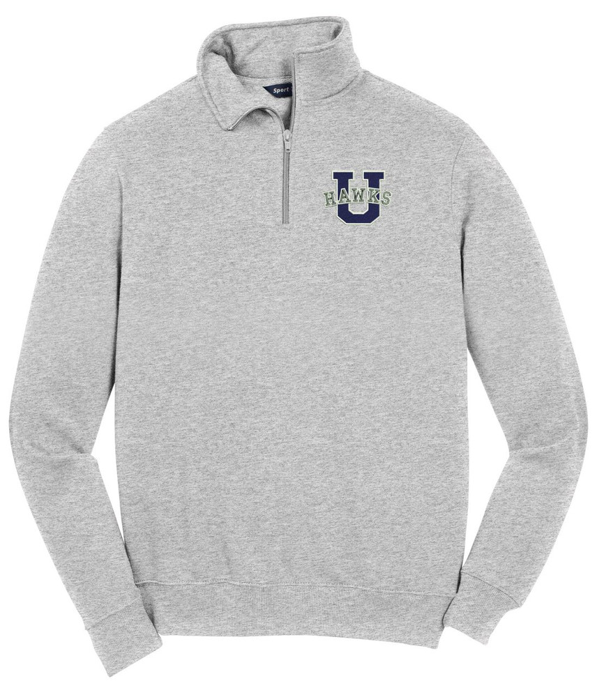 Urbana Hawks Qtr Zip Cotton Pullover Personalization Available Many Colors Available SZ S-4XL ATHLETIC HEATHER