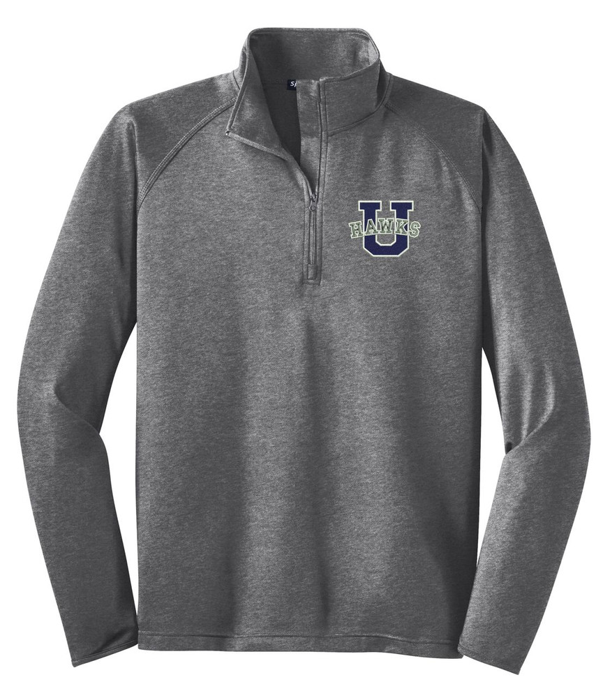 Urbana Hawks Half Zip Performance Stretch Sport Wick HEATHER Polyester Spandex Pullover Many Colors Available Sz S-3XL CHARCOAL GREY HEATHER