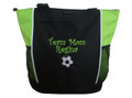 Soccer Ball Sports Custom Personalized Tote Bag Lime Green Curlz Font