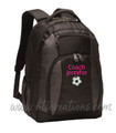 Soccer Ball Coach Sports Personalized Embroidered Monogram Backpack Waterbottle Holder FONT Style LONDON