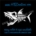 Fishbone Angry Fish Bone Skeleton Piranah Fishing Vinyl Decal Laptop Car Door Mirror Truck Water Thermos