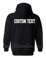 BACKSIDE HOODIE CUSTOM NAME Sweatshirt BLACK with RED Print VARSITY FONT