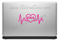 Nurse Heart EKG CNA Electrocardiogram Cardiogram Ardiogram ECG Nursing Vinyl Decal Laptop Car Door Mirror Truck Glass HOT PINK
