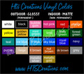 Vinyl Decal Colors Available