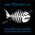 Fishbone Fish Bone Skeleton Fishing Vinyl Decal Boat Laptop Car Door Mirror Truck Water Thermos WHITE