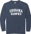 Urbana Hawks LACROSSE COMFORT COLORS Cotton Crewneck Sweatshirt Unisex MANY COLORS AVAILABLE Size S-2XL    DENIM